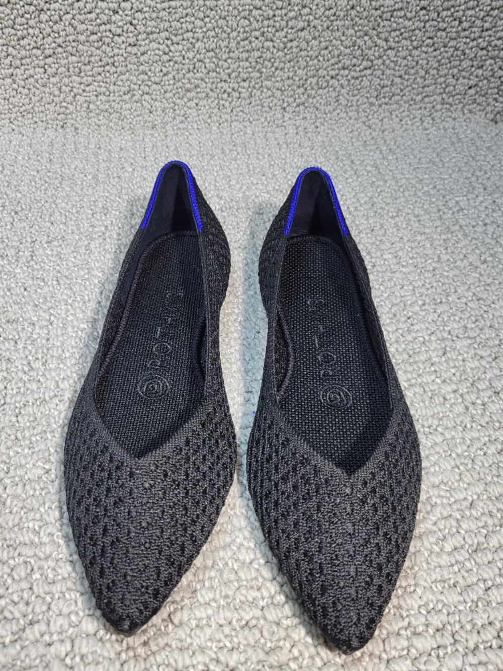 Rothy's The Point Women's Size 6 Black Honey Pointed Toe Slip on Flat Shoes